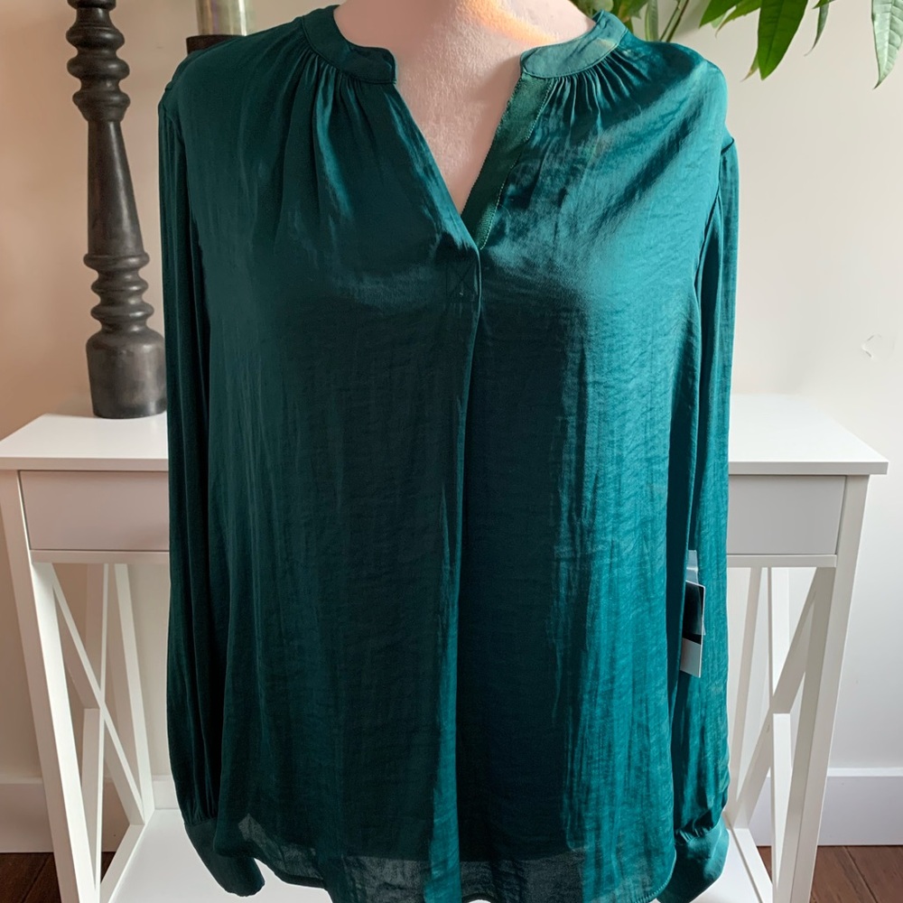 Simply Vera Vera Wang Green Long Sleeve Blouse, size M, NWT
